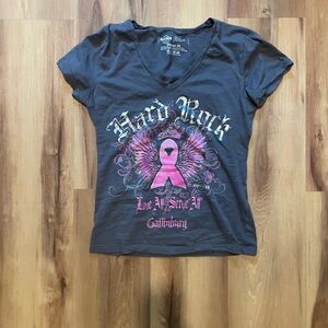 Hard Rock Gray and Pink Graphic T-Shirt